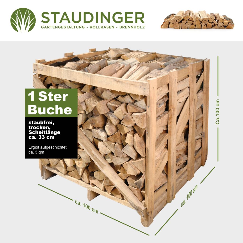 Brennholz Buche gestapelt